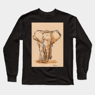 "Titan"  Elephant Ink Wash Painting #25 Long Sleeve T-Shirt